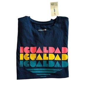 NEW! Pride Adult Igualdad Equality Short Sleeve Soft Cotton T-Shirt  Blue Size S